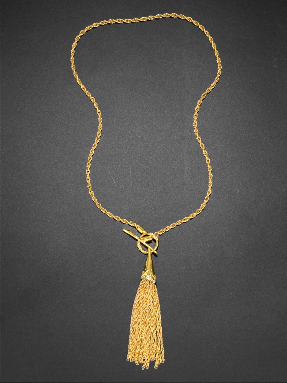 Alexis Bittar Brut Gold Long Tassel Necklace
